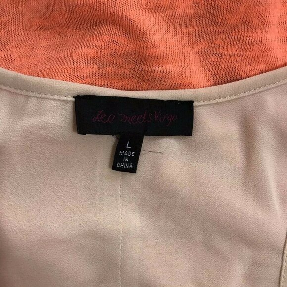 Leo Meets Virgo Tank Women L Knit Racerback Orange - Picture 6 of 6